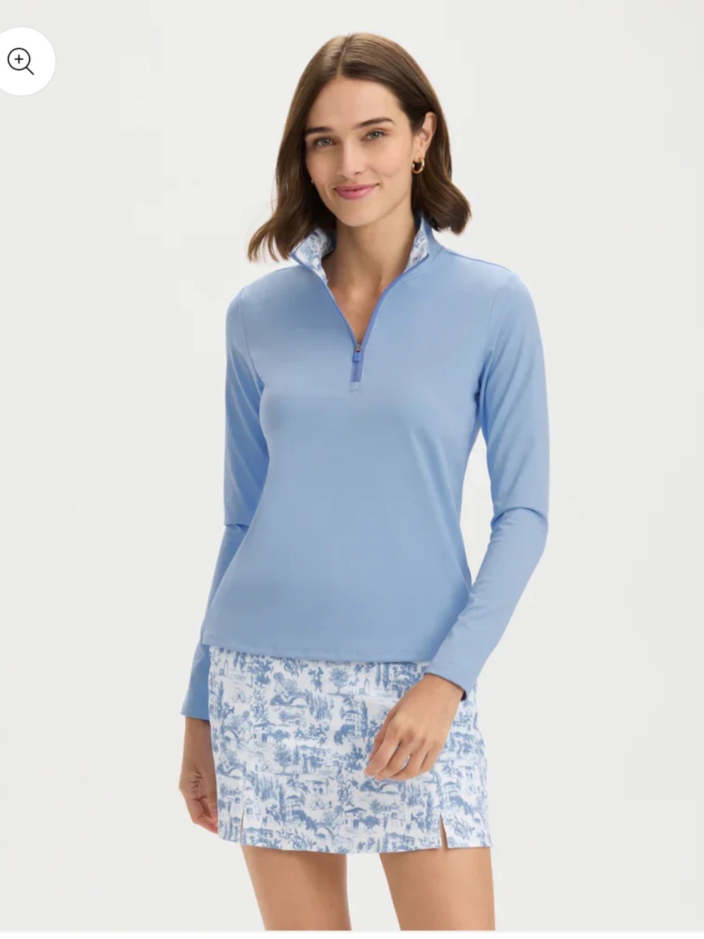 Renwick Golf Set Medium Periwinkle Toile Skort Quarter Zip Blue Chinoiserie